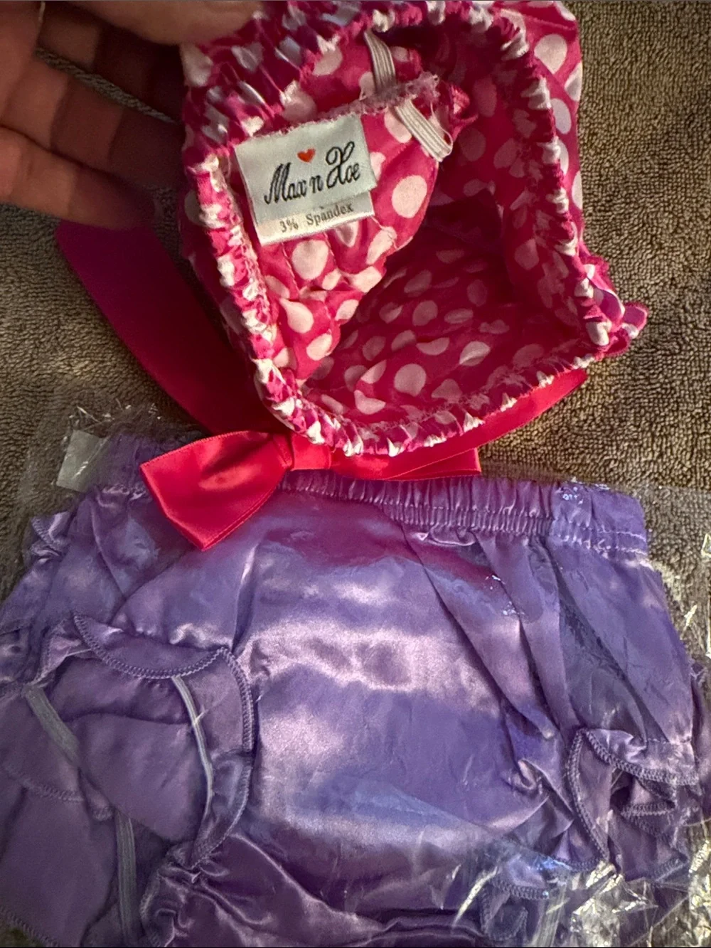 Ruffled Diaper Cover Set in Hot Pink Polka Dot & Lavender Bow